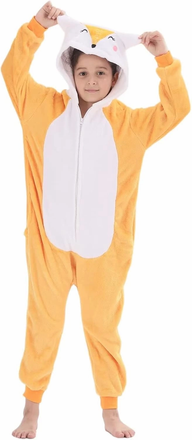 Animal Onesie Costumes for Kids Flannel Onesie Cosplay for Boys Girls Halloween Warm Plush One Piece