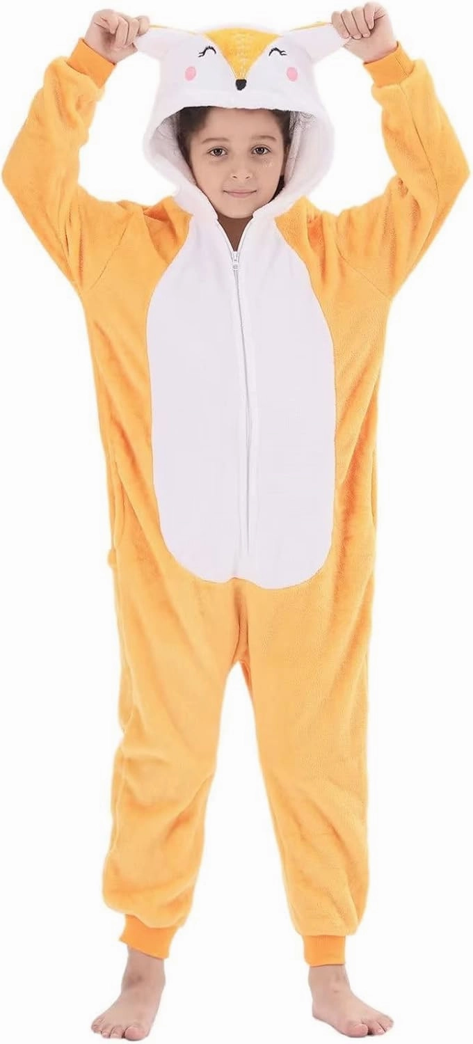 Animal Onesie Costumes for Kids Flannel Onesie Cosplay for Boys Girls Halloween Warm Plush One Piece