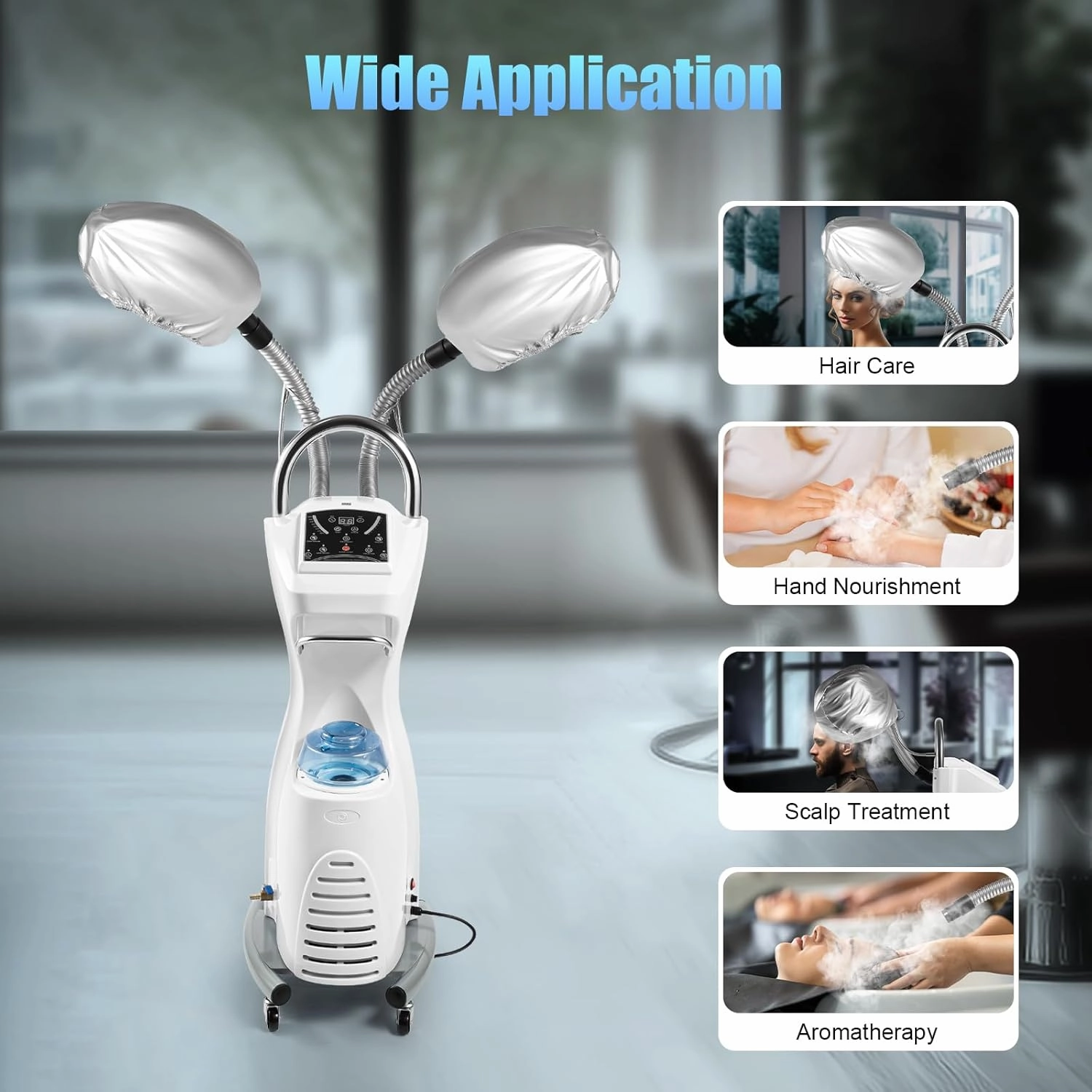 Anion Hair Dyeing Machine Nano Hair Steamer Hair Oil Machine Micro Mist Hair Scalp Care Professional Perm Hair Color Processor Stand Up Base Salon Spa Equipment (650W)