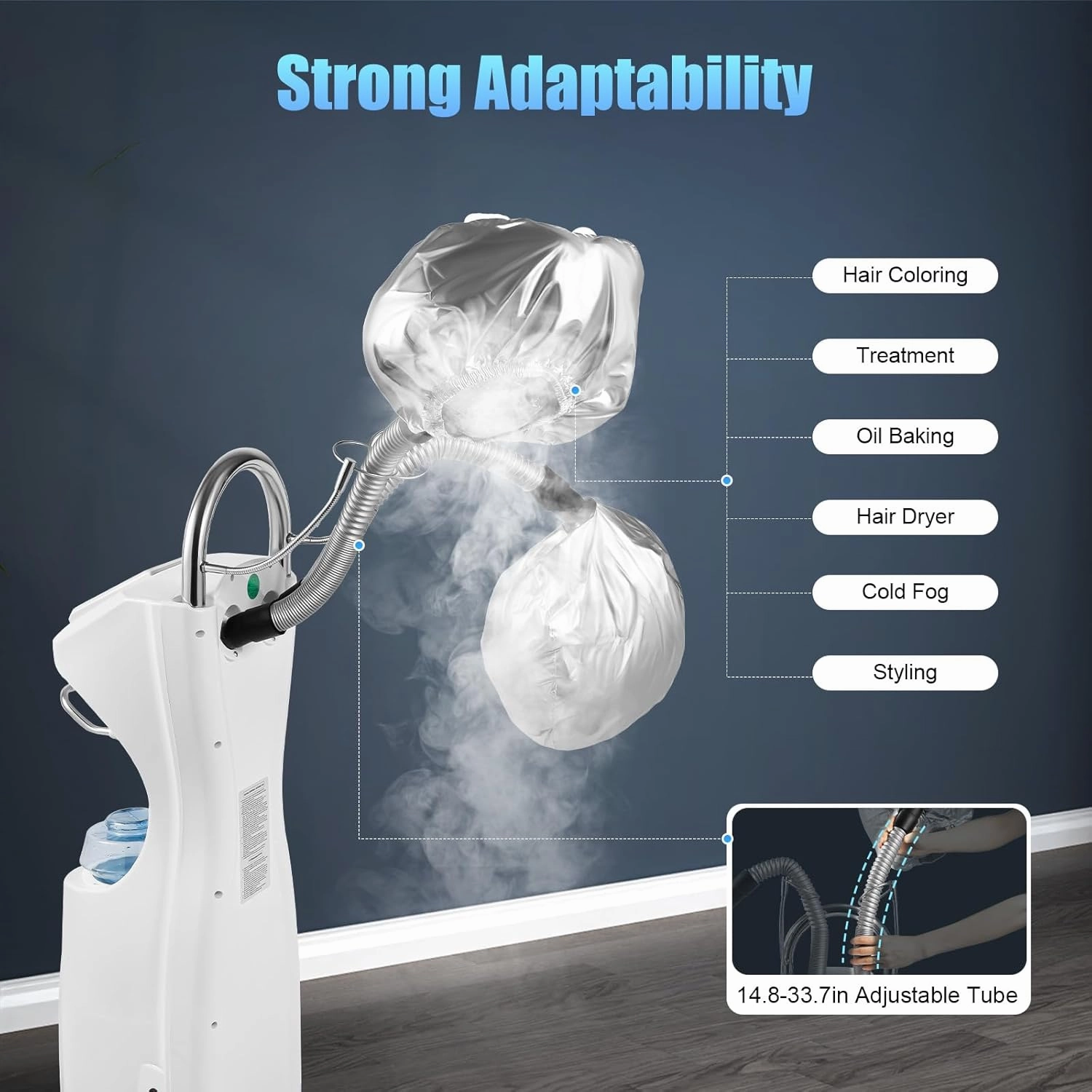 Anion Hair Dyeing Machine Nano Hair Steamer Hair Oil Machine Micro Mist Hair Scalp Care Professional Perm Hair Color Processor Stand Up Base Salon Spa Equipment (650W)