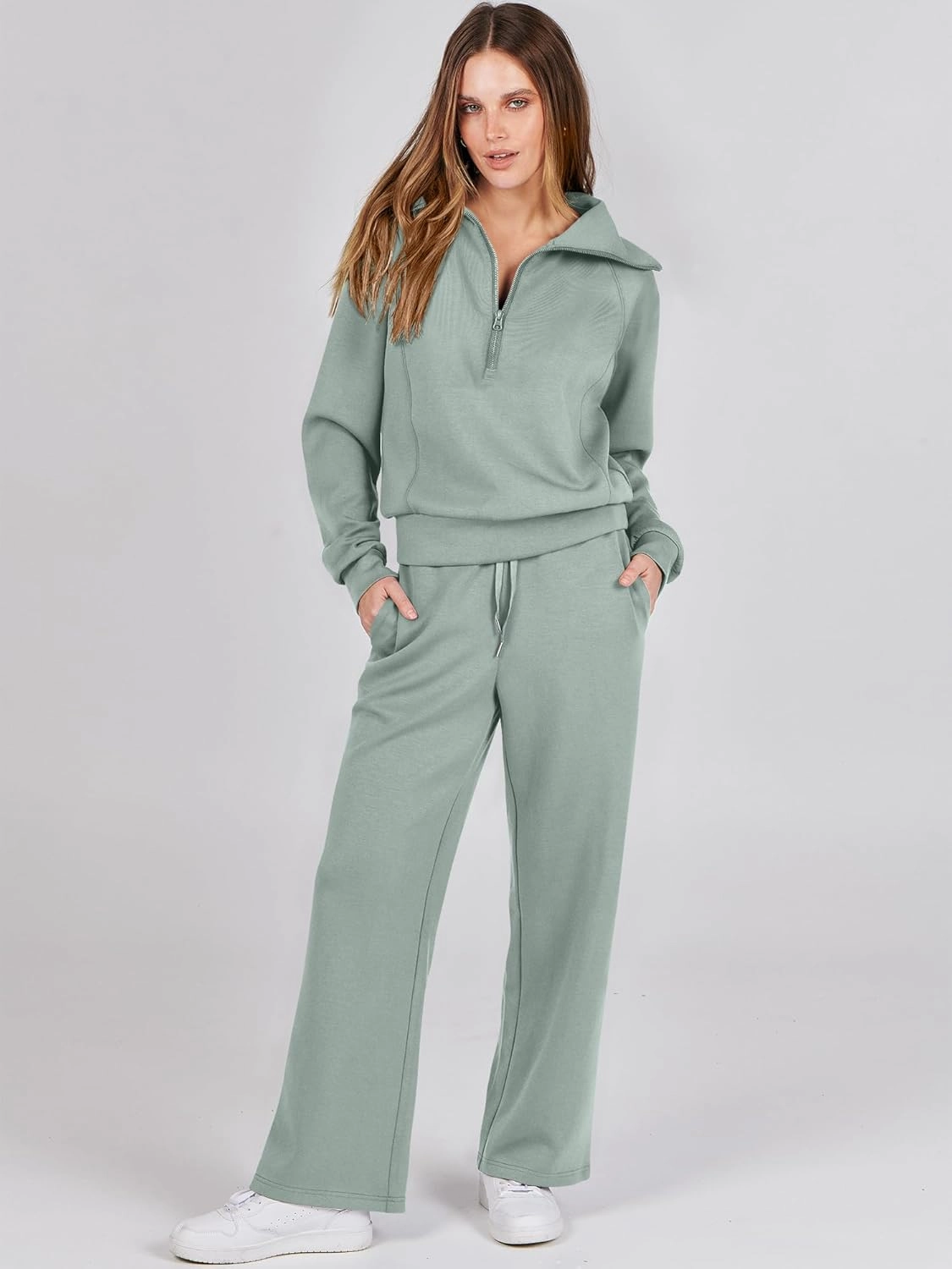 ANRABESS Women 2 Piece Outfits Sweatsuit Oversized Sweatshirt Sweatpants Tracksuit Sweat Lounge Matching Set 2025 Fall Trendy