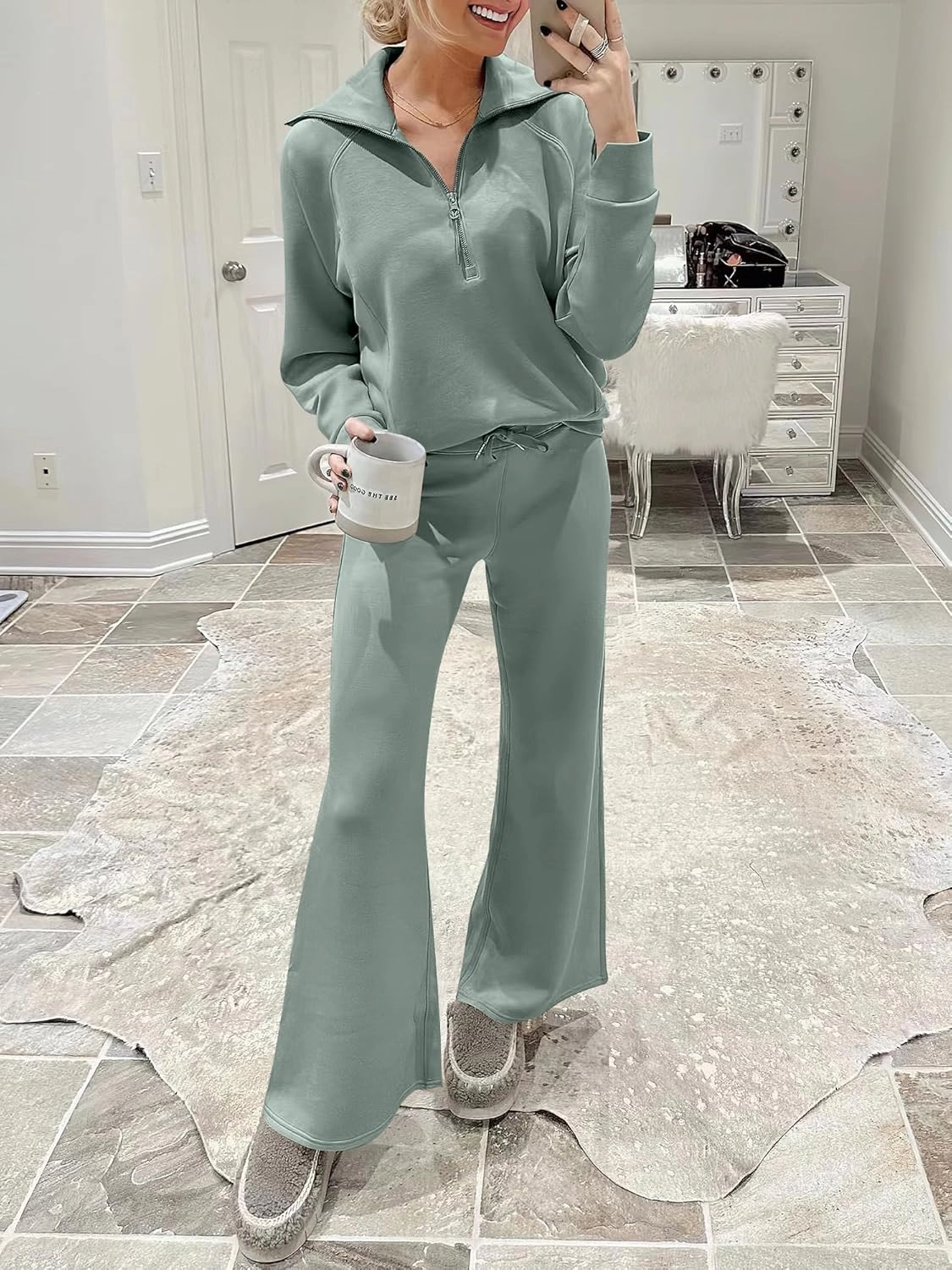 ANRABESS Women 2 Piece Outfits Sweatsuit Oversized Sweatshirt Sweatpants Tracksuit Sweat Lounge Matching Set 2025 Fall Trendy