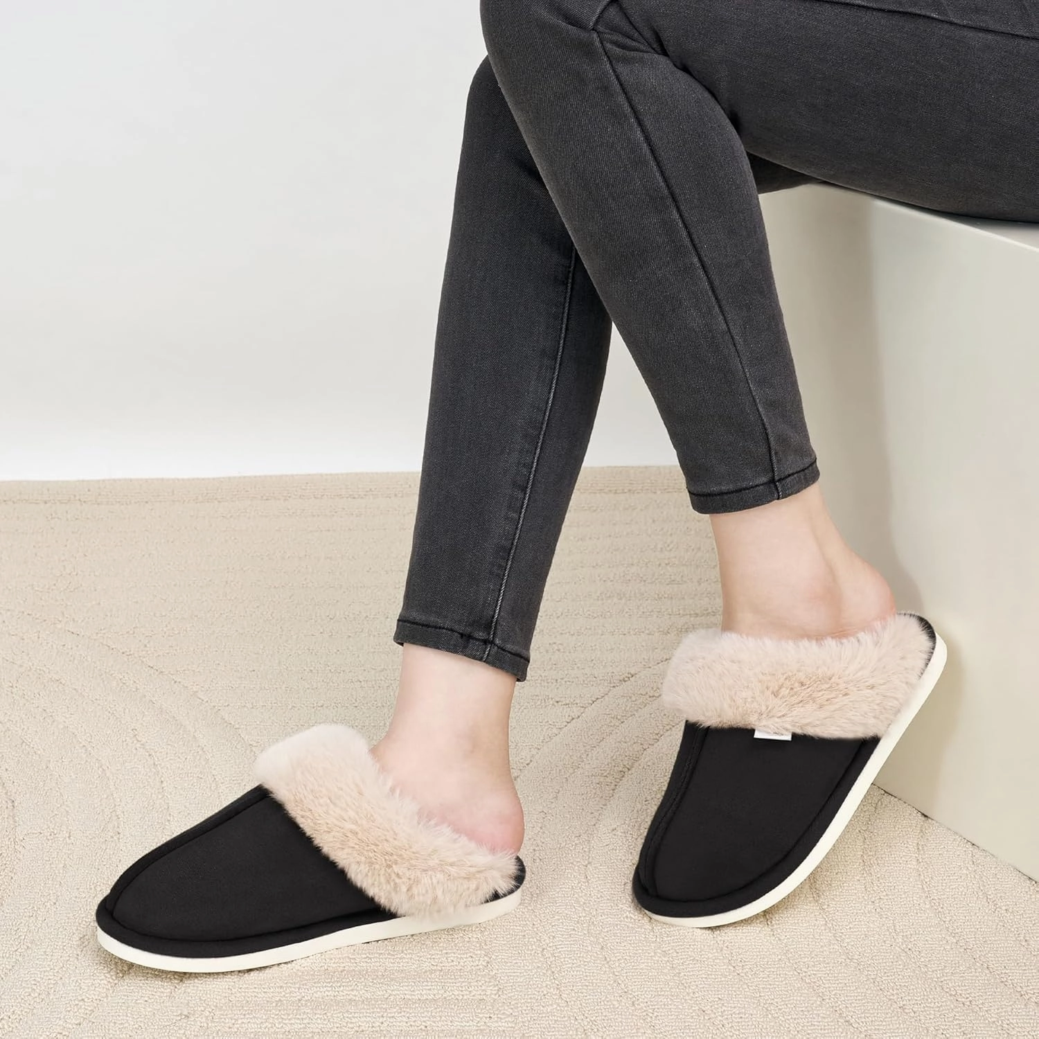 Aomigoct Slippers for Women House Shoes: Memory Foam Fuzzy Womens Slippers Indoor Outdoor Fluffy Bedroom Shoes Slip On