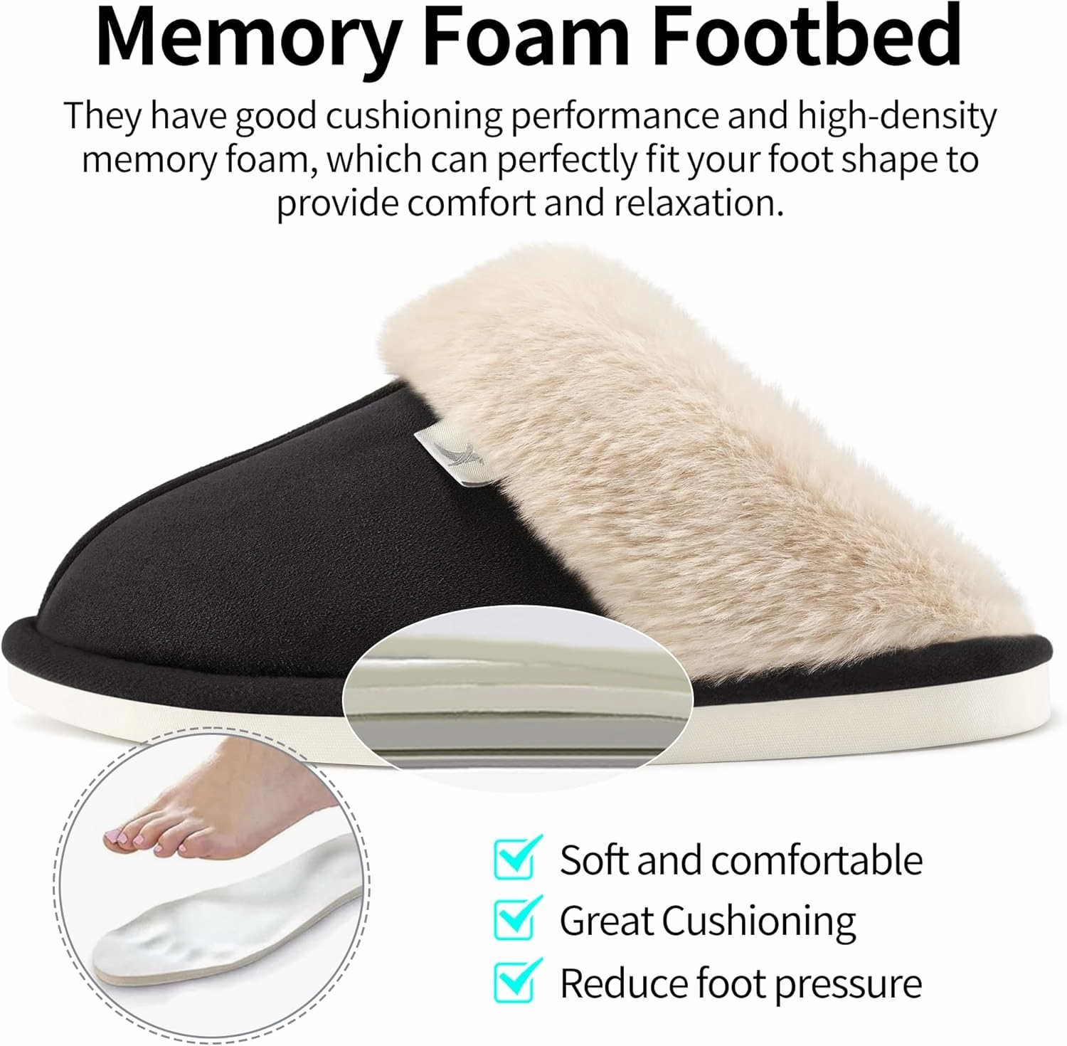 Aomigoct Slippers for Women House Shoes: Memory Foam Fuzzy Womens Slippers Indoor Outdoor Fluffy Bedroom Shoes Slip On