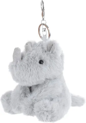 Apricot Lamb Cute Toys Plush Gray Rhino Stuffed Animal Soft Keychain for Kids Bag, Purse, Backpack, Handbag (5 Inches)