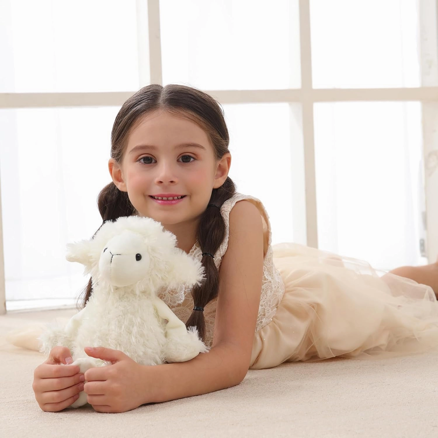 Apricot Lamb Toys Plush White Plush Lamb Stuffed Animal Soft Cuddly Perfect for Child