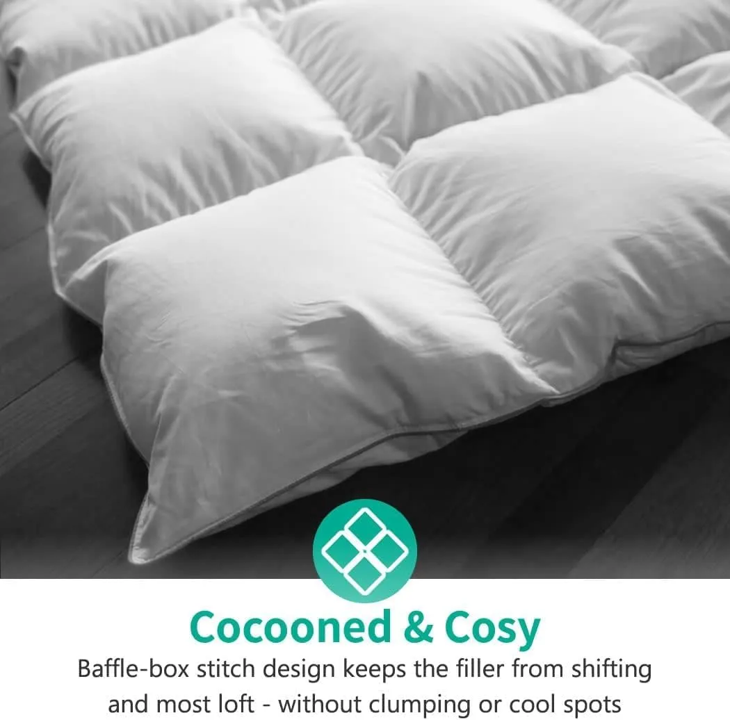 APSMILE Down Feather Fibers Comforter King Size Luxurious All Seasons Duvet Insert - High Bulkiness Hotel Collection Comforter, 54 Oz Fluffy Medium Warmth (Solid White, 106x90)