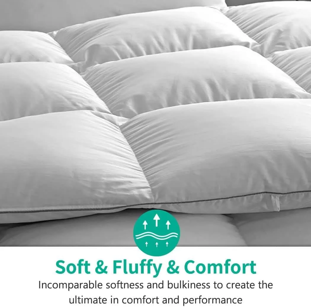 APSMILE Down Feather Fibers Comforter King Size Luxurious All Seasons Duvet Insert - High Bulkiness Hotel Collection Comforter, 54 Oz Fluffy Medium Warmth (Solid White, 106x90)