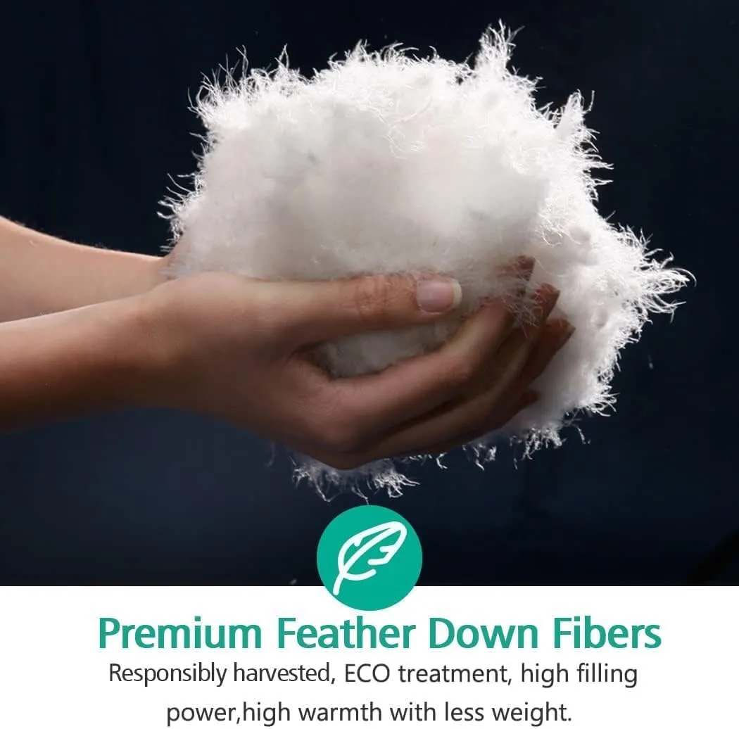 APSMILE Down Feather Fibers Comforter King Size Luxurious All Seasons Duvet Insert - High Bulkiness Hotel Collection Comforter, 54 Oz Fluffy Medium Warmth (Solid White, 106x90)