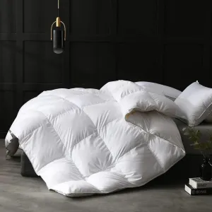 APSMILE Down Feather Fibers Comforter King Size Luxurious All Seasons Duvet Insert - High Bulkiness Hotel Collection Comforter, 54 Oz Fluffy Medium Warmth (Solid White, 106x90)