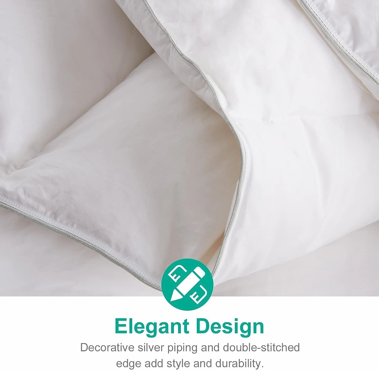 APSMILE All Season Down Feather Fibers Comforter Queen Size - Ultra-Soft Extra Fluffy Hotel Collection Duvet Insert Fluffy Medium Warm Quilt with Corner Tabs(90x90, White)
