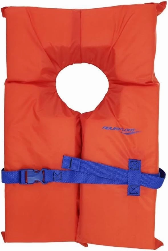 Aquafloat Life Safety Vest – Universal Type II Personal Flotation Device (PFD), Coast Guard Approved, 3-Pack with Clear Nylon Carry Bag – Life Jackets for Adults (Orange)