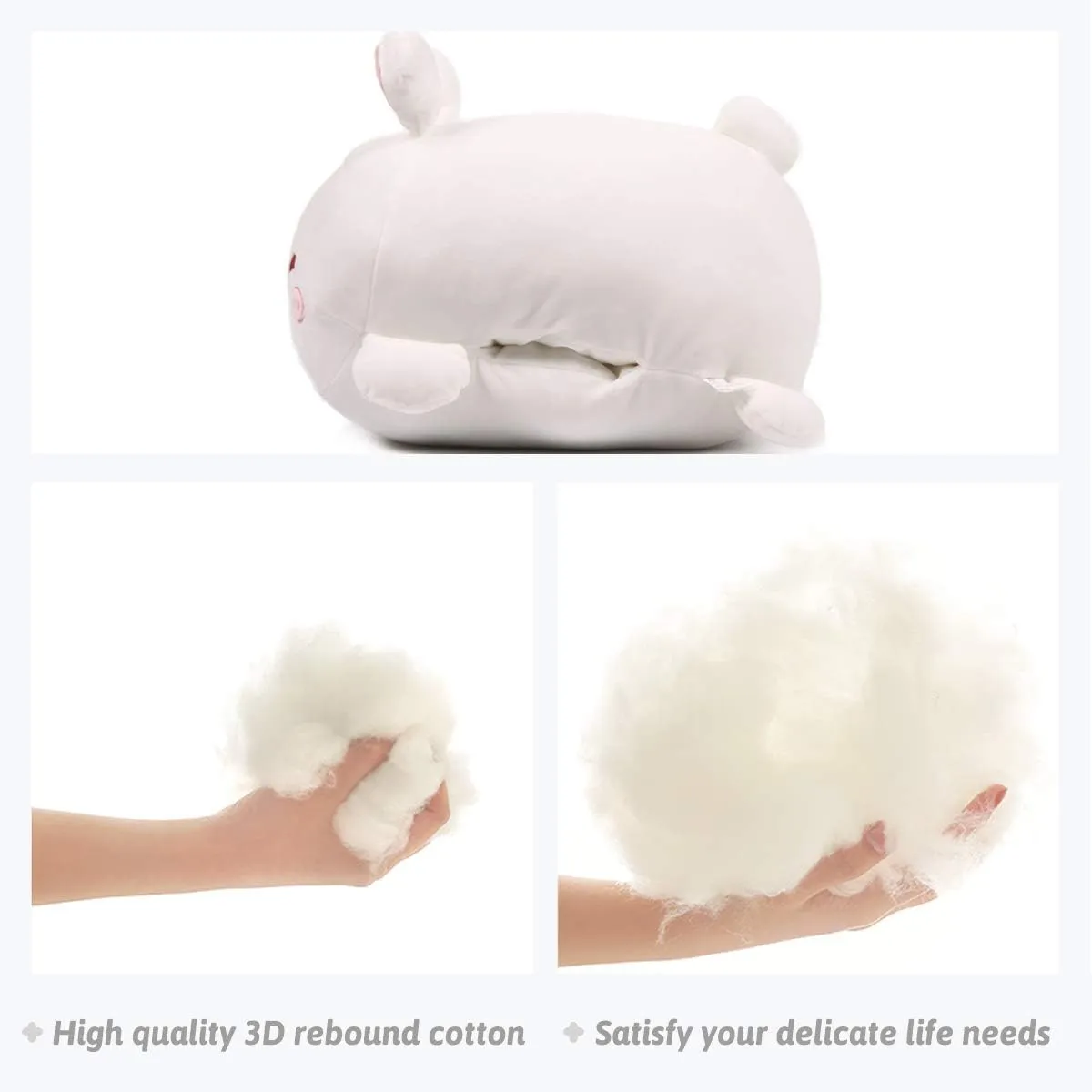 ARELUX Bunny Plush Pillow Stuffed Animal Snuggly Pillow Cute Plush Toy Snuggle Buddy Rabbit Plushie Kawaii Soft Hugging Pillow for Kids Boys Girls 17.7in