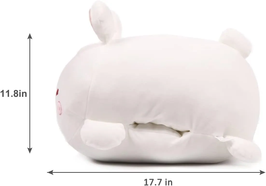 ARELUX Bunny Plush Pillow Stuffed Animal Snuggly Pillow Cute Plush Toy Snuggle Buddy Rabbit Plushie Kawaii Soft Hugging Pillow for Kids Boys Girls 17.7in