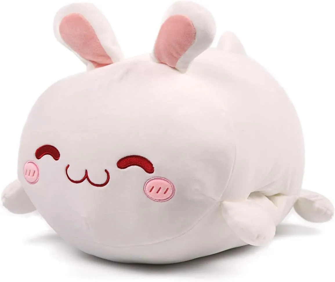 ARELUX Bunny Plush Pillow Stuffed Animal Snuggly Pillow Cute Plush Toy Snuggle Buddy Rabbit Plushie Kawaii Soft Hugging Pillow for Kids Boys Girls 17.7in