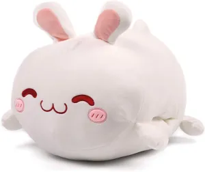 ARELUX Bunny Plush Pillow Stuffed Animal Snuggly Pillow Cute Plush Toy Snuggle Buddy Rabbit Plushie Kawaii Soft Hugging Pillow for Kids Boys Girls 17.7in