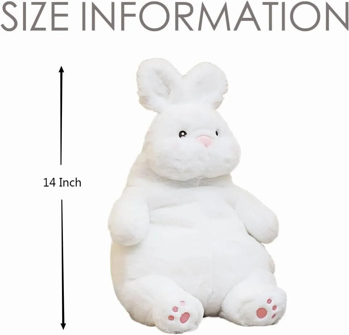 ARELUX Cute Bunny Easter Plush Rabbit 14in Stuffed Animal Hugging Pillow:Soft Large Sleeping Body Warm Fluffy Pillow Ideal Gift for Adorable Chubby Tiger Plushie Toy