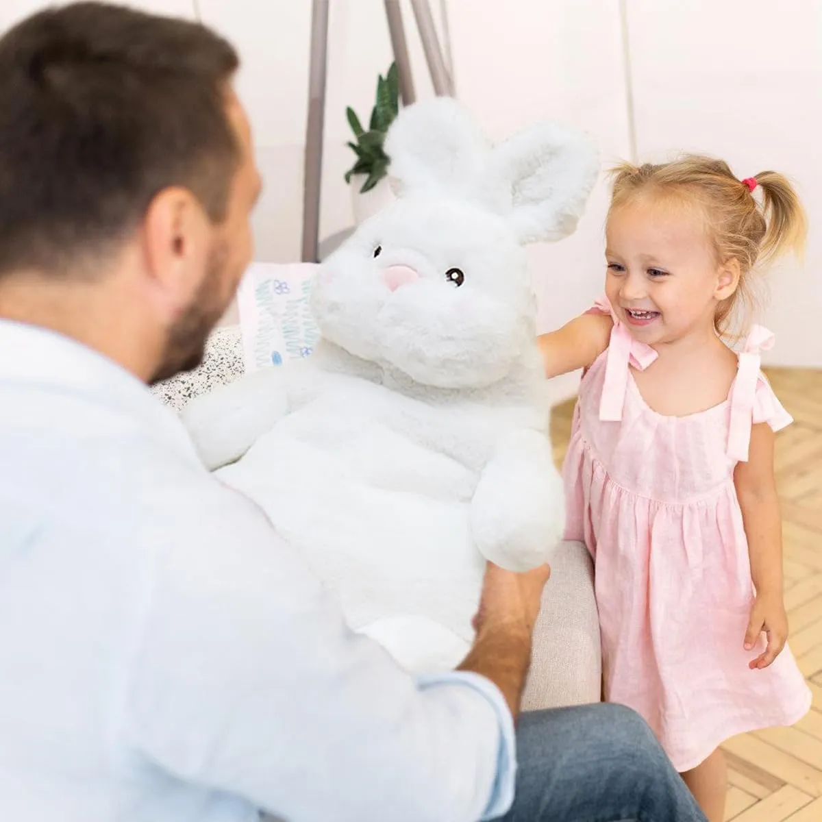 ARELUX Cute Bunny Easter Plush Rabbit 14in Stuffed Animal Hugging Pillow:Soft Large Sleeping Body Warm Fluffy Pillow Ideal Gift for Adorable Chubby Tiger Plushie Toy