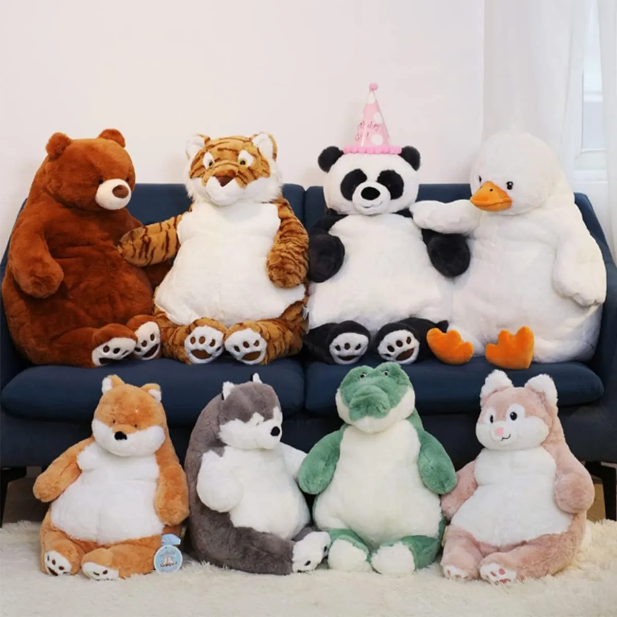 ARELUX Cute Bunny Easter Plush Rabbit 14in Stuffed Animal Hugging Pillow:Soft Large Sleeping Body Warm Fluffy Pillow Ideal Gift for Adorable Chubby Tiger Plushie Toy