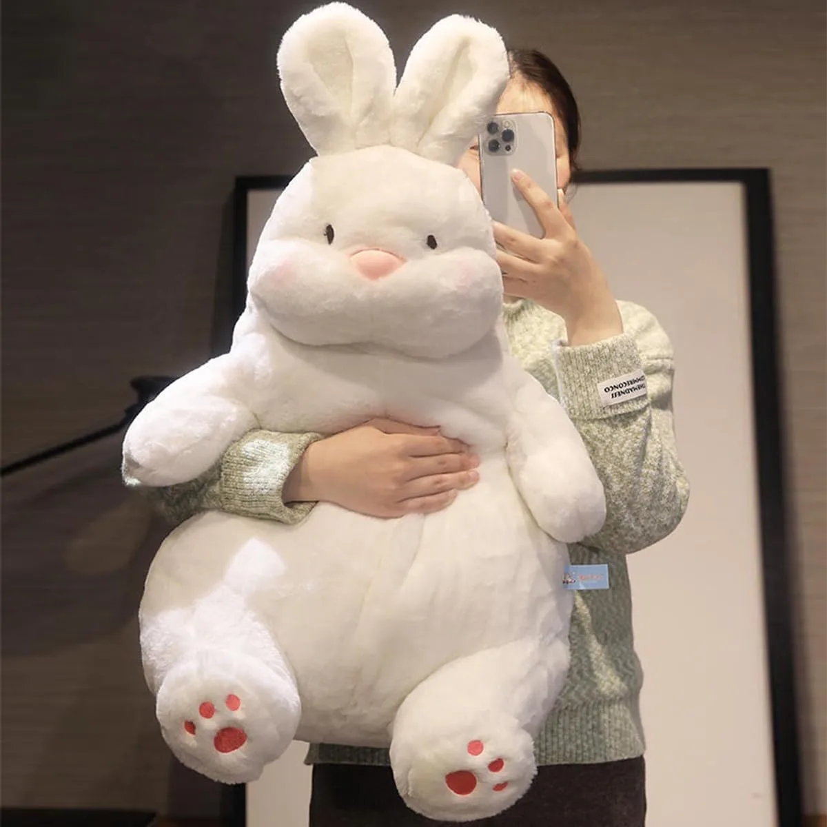 ARELUX Giant Bunny Easter Plush 22in Rabbit Stuffed Animal Hugging Pillow:Soft Large Sleeping Body Warm Fluffy Pillow Ideal Gift for Adorable Chubby Bunny Plushie Toy