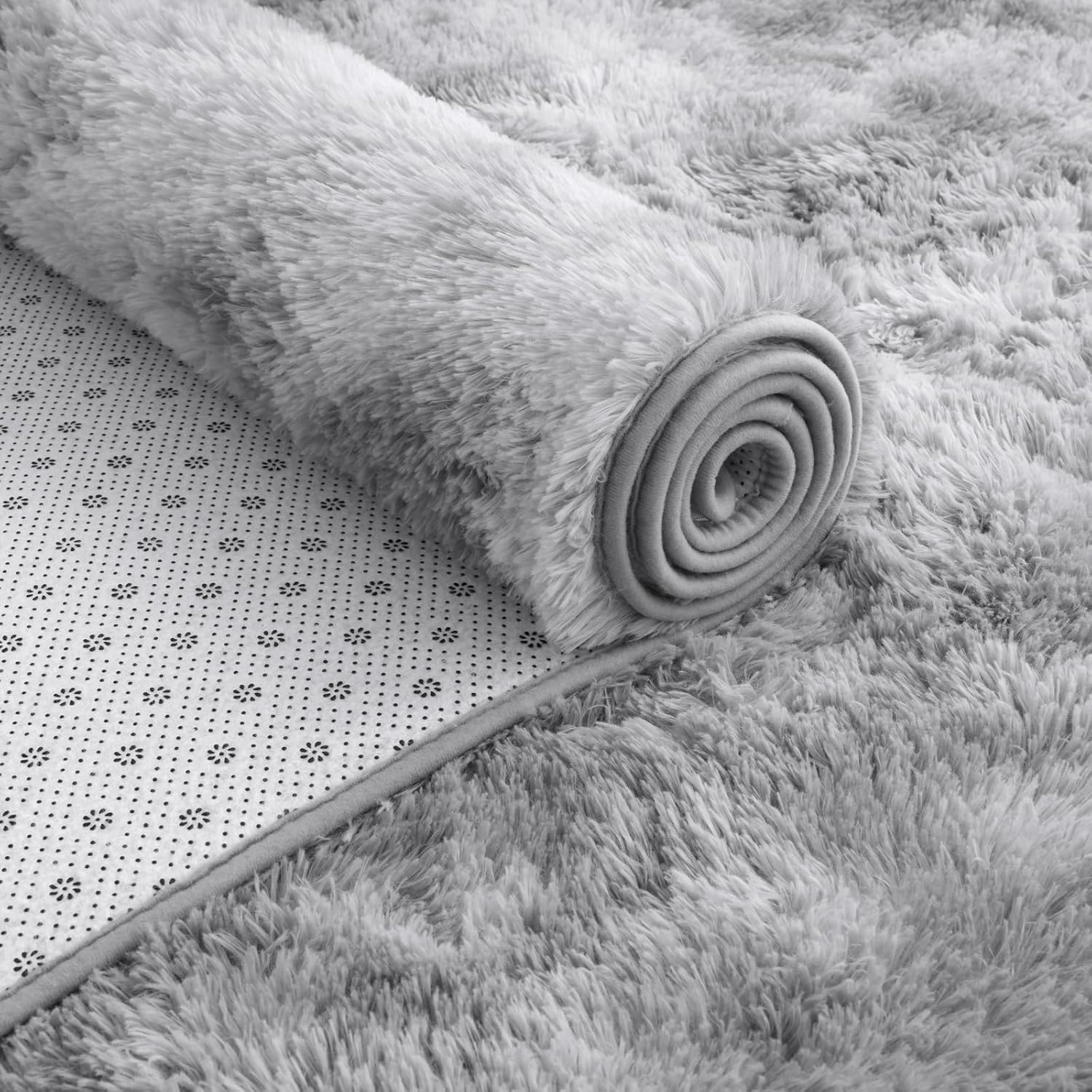 AROGAN 2x4 Feet Soft Runner Rugs for Bedroom Plush Fluffy Rug, Shag Furry Area Rug Carpet Non Shedding for Nursery Children Kids Girls Room Home Hallways Decorative, Grey and White