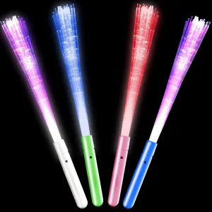 ArtCreativity Fiber Optic Light Up Wand, Set of 4, Flashing LED Toy Wands for Kids with Batteries Included, Fun Light-Up Birthday Party Favors, Goodie Bag Fillers for Boys and Girls