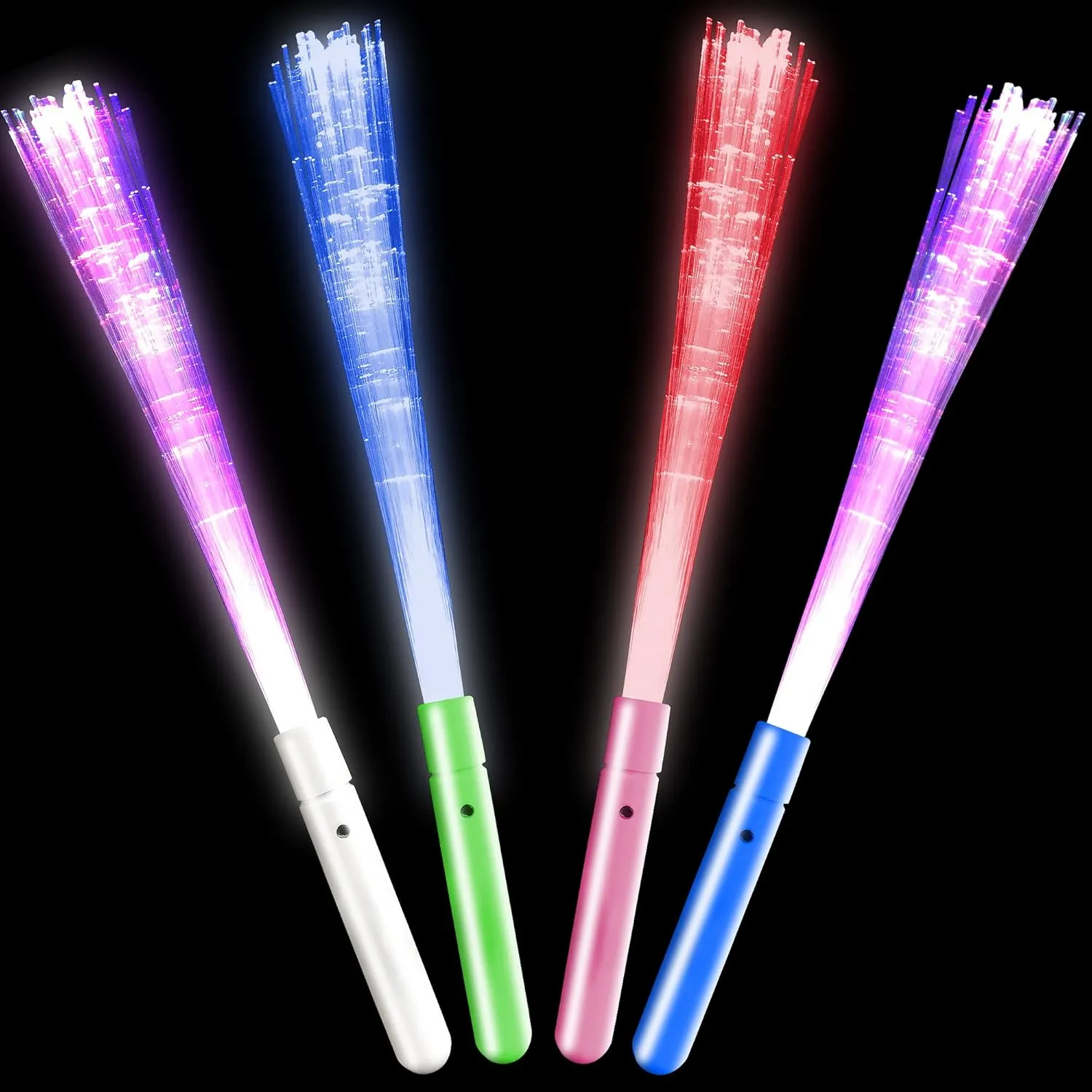 ArtCreativity Fiber Optic Light Up Wand, Set of 4, Flashing LED Toy Wands for Kids with Batteries Included, Fun Light-Up Birthday Party Favors, Goodie Bag Fillers for Boys and Girls