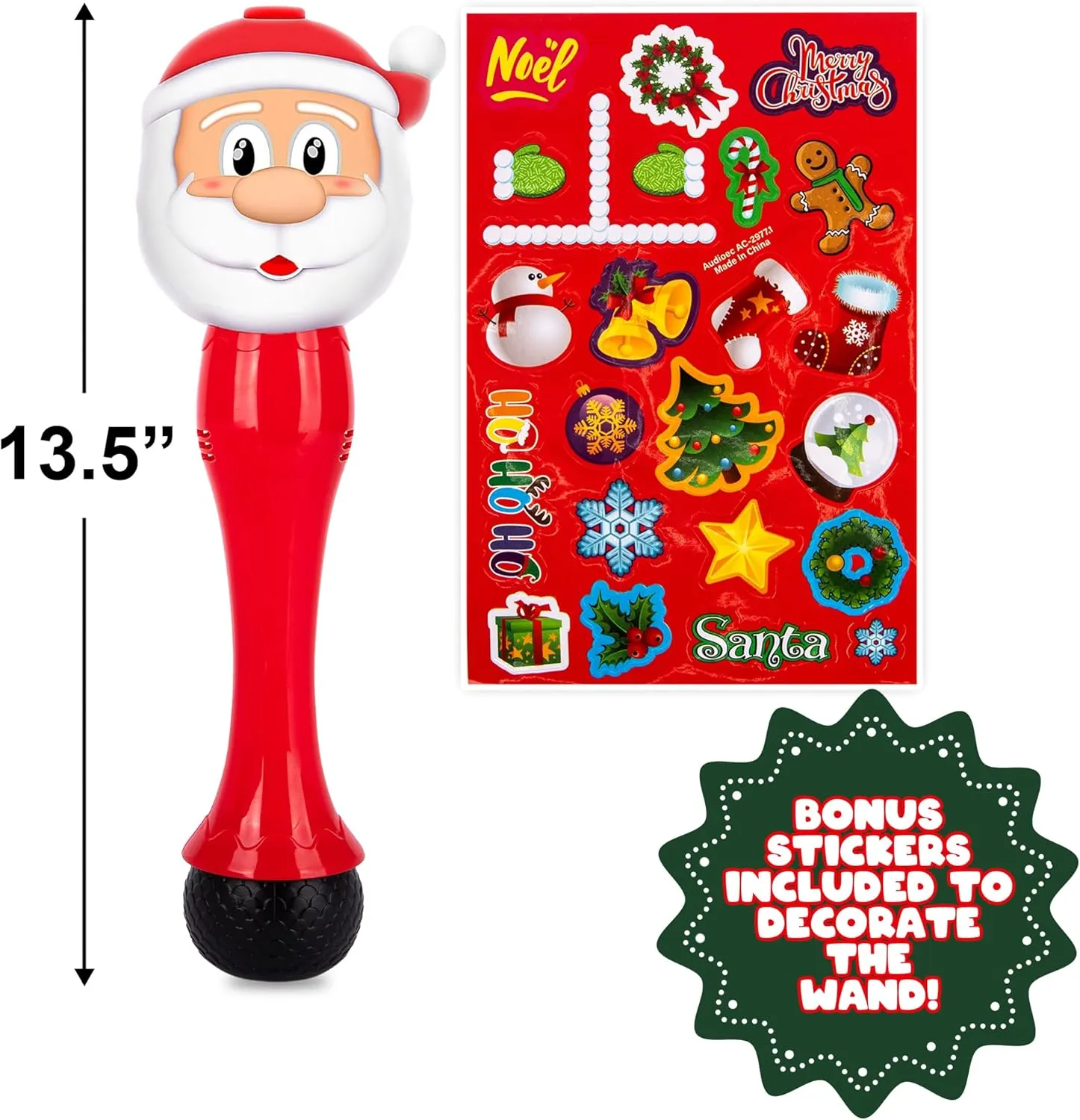 ArtCreativity Light Up Christmas Santa Bubble Wand for Kids, 14" Bubble Blower with Lights & Sound Effects, Bubbles for Kids Ages 1-6 Bubble Toys, Christmas Goodie Bag Stocking Stuffers for Toddlers