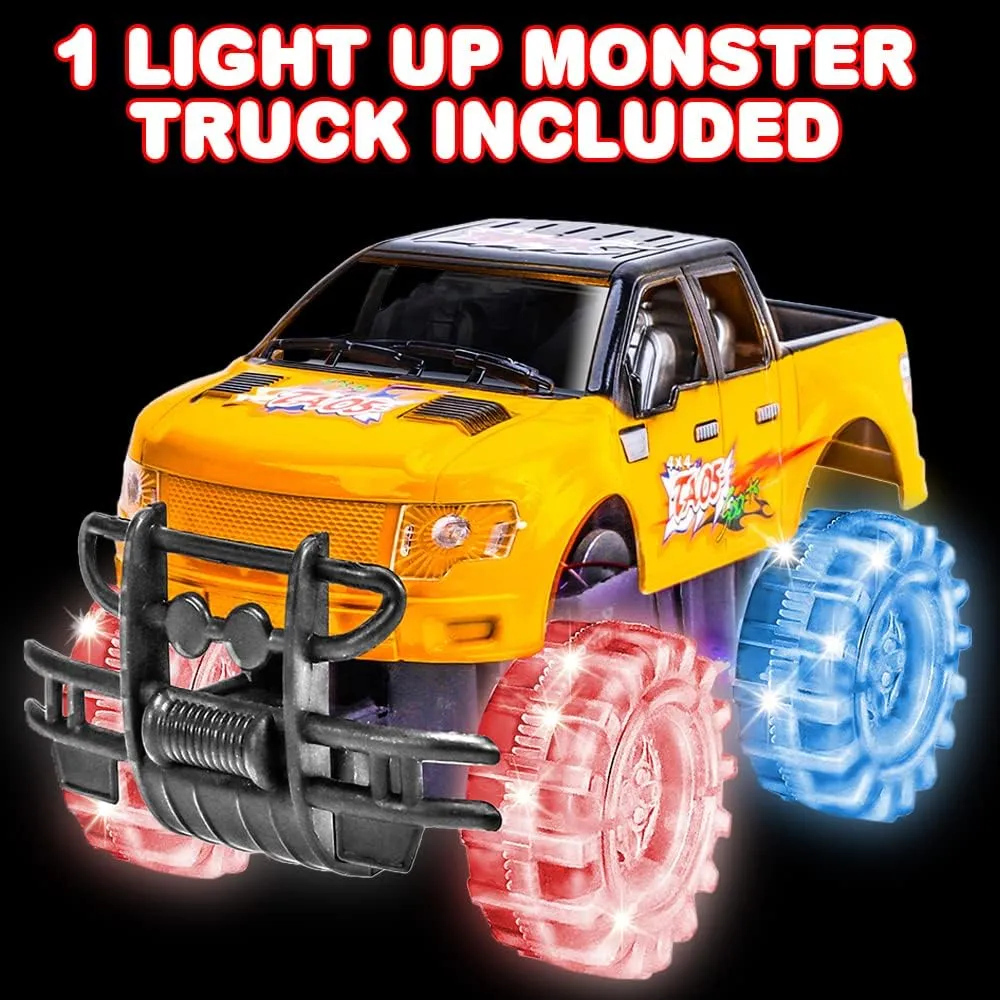 ArtCreativity Light Up Yellow & Black Monster Truck, 1 Piece, 8 Inch Monster Truck with Flashing LED Tires & Batteries, Push n Go Car Toys for Kids, Fun Gift for Boys & Girls Ages 3 & Up…