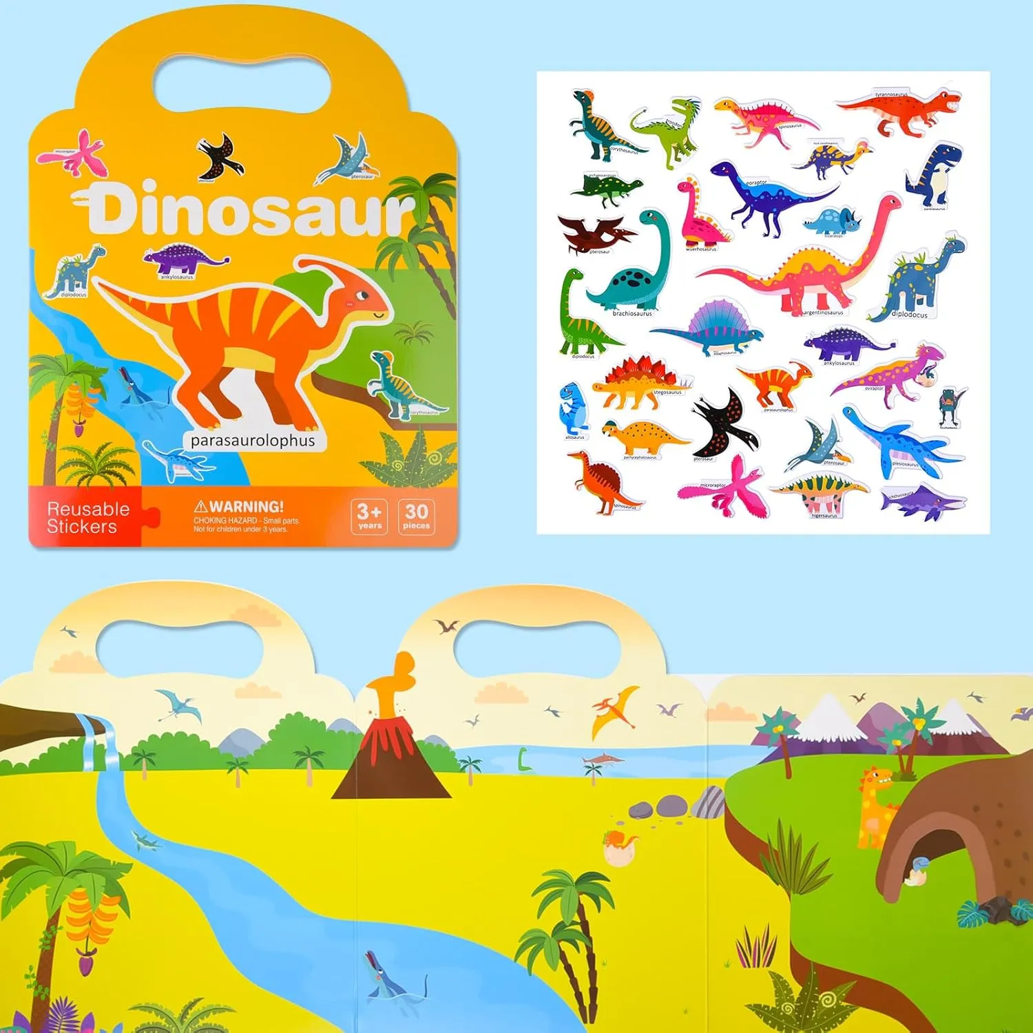 ASTARON 5 Pack Reusable Sticker Books for Toddlers, 3D Stickers Road Trip Activities Car Airplane Activities Travel Toys for Kids, Kids Quiet Time Activities (2-6 Age)
