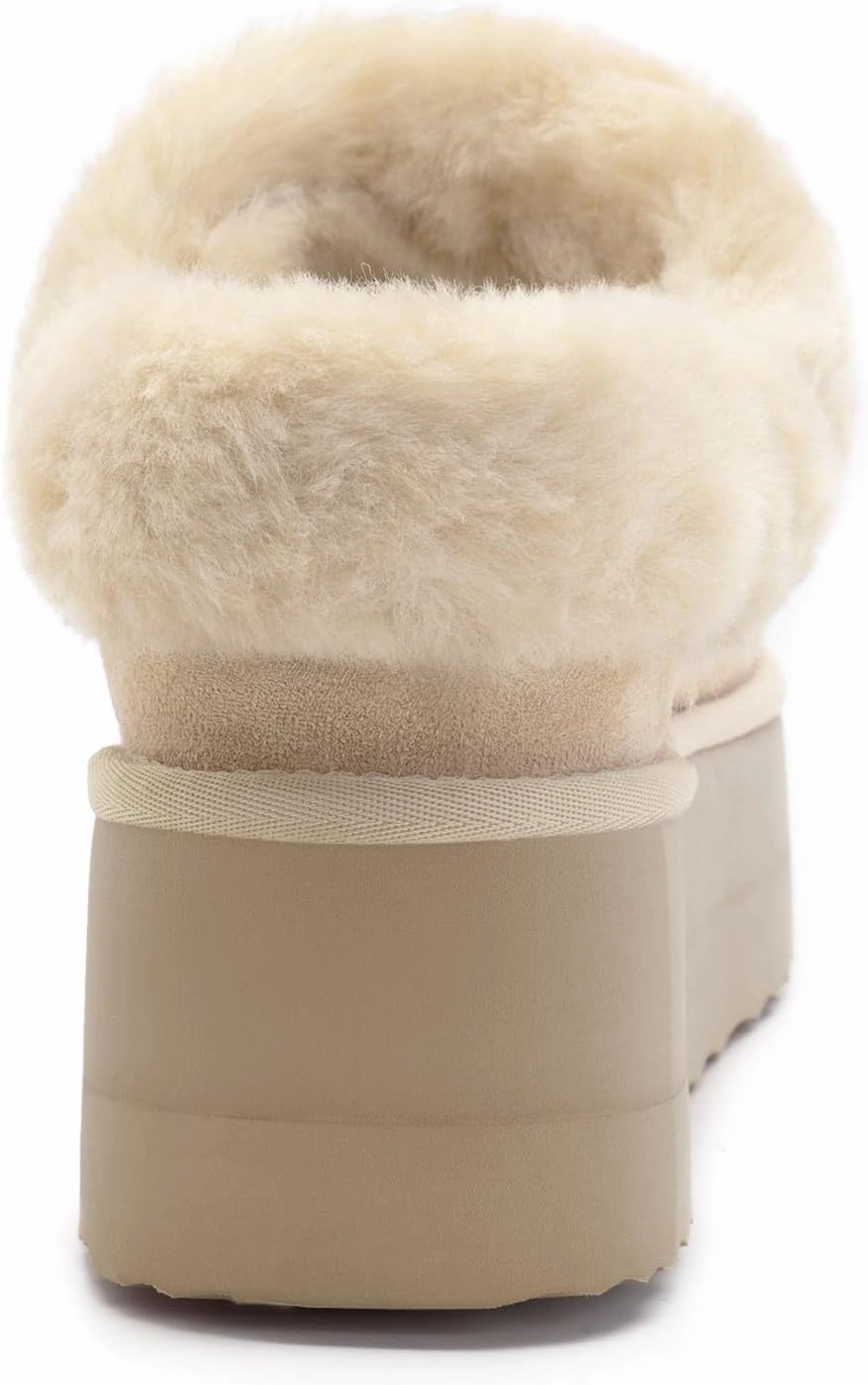 Athlefit Platform Slippers for Women Fluffy Indoor and Outdoor Beedroom Fuzzy House Slippers