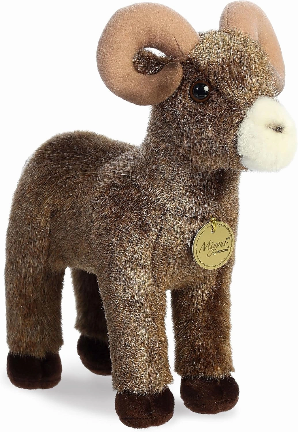 Aurora® Adorable Miyoni® Bighorn Sheep Stuffed Animal - Lifelike Detail - Cherished Companionship - Brown 11 Inches