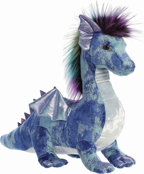 Aurora® Exquisite Luxe Boutique™ Zion Dragon™ Stuffed Animal - Luxurious Elegance - Sensory Delight - Blue 17 Inches