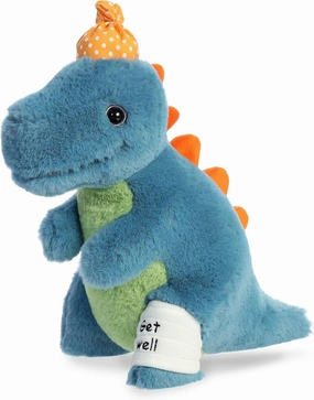 Aurora® Heartwarming Sentiment Get Well Dino Stuffed Animal - Emotional Connection - Personalized Gifting - Blue 11.5 Inches