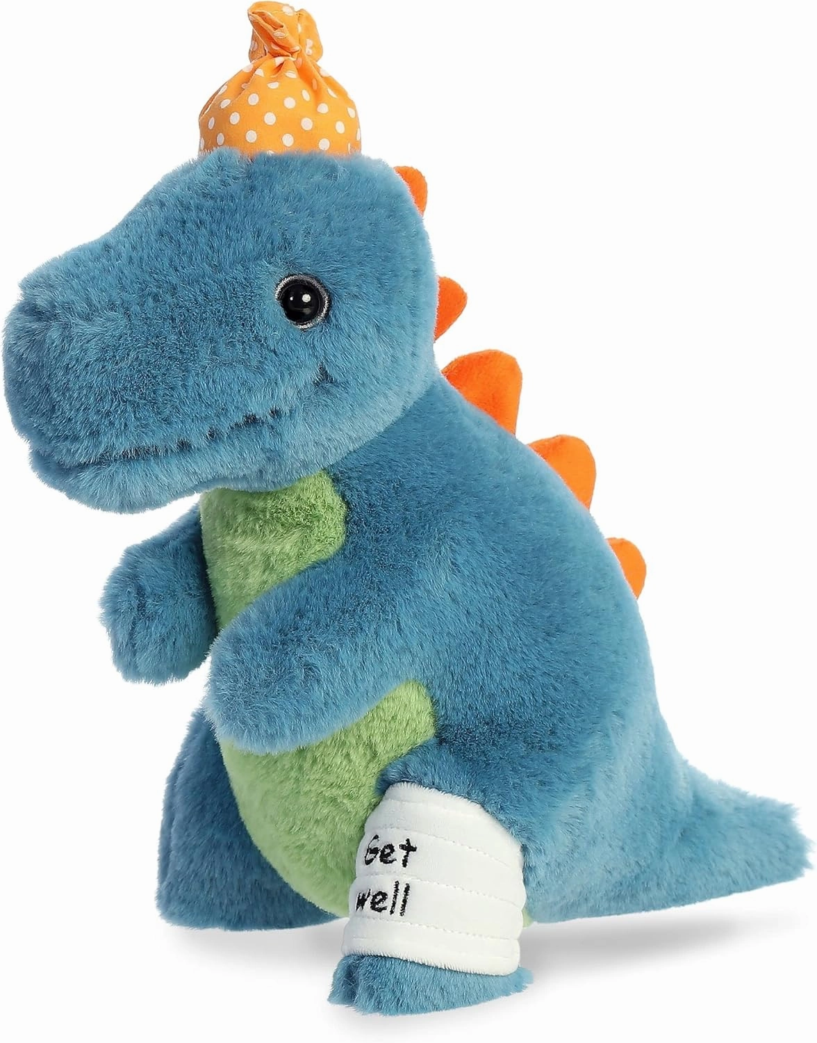 Aurora® Heartwarming Sentiment Get Well Dino Stuffed Animal - Emotional Connection - Personalized Gifting - Blue 11.5 Inches
