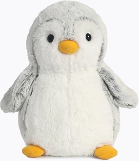 Aurora® Playful Pompom Penguin™ Stuffed Animal - Vibrant Companions - Endless Fun - Gray 9 Inches