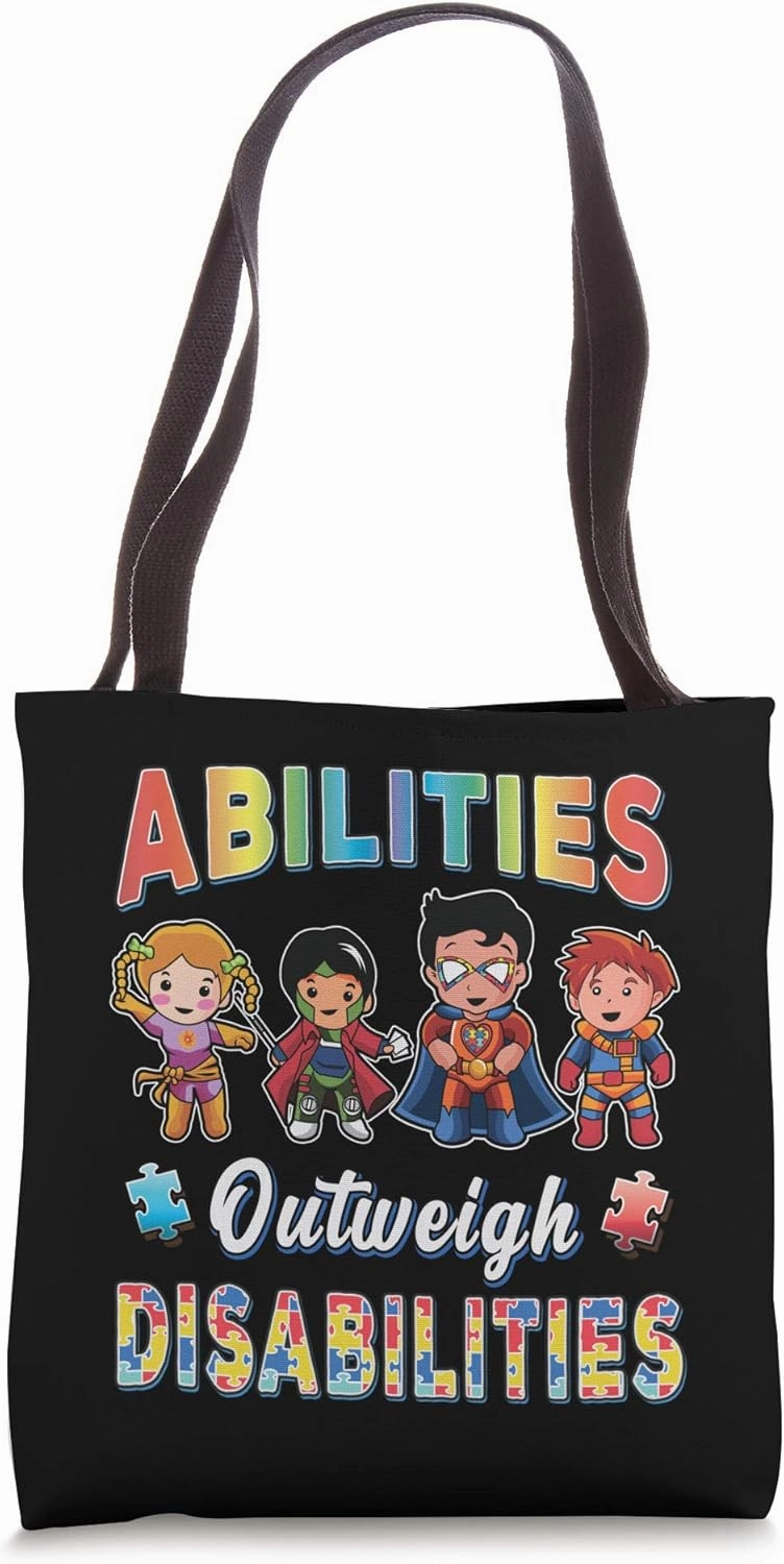 Autism Awareness Boy Abilities Outweigh Disabilities Teacher Tote Bag