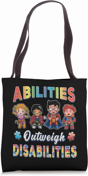 Autism Awareness Boy Abilities Outweigh Disabilities Teacher Tote Bag