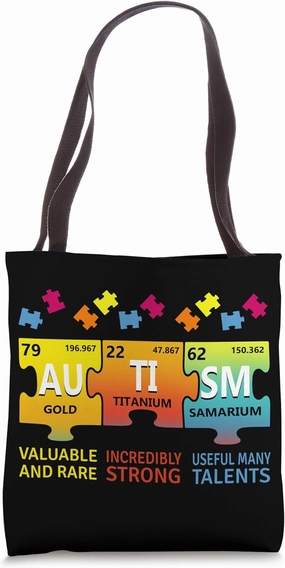 Autism Gold Titanium Samarium Puzzle Chemistry Elements Tote Bag