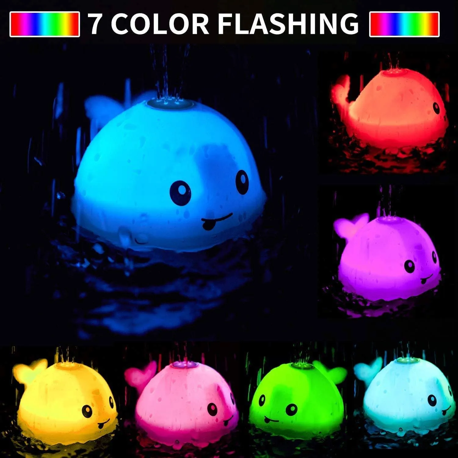 Auto Spray Water Whale Toy With Seven Kinds Of Flashing Light For Toddlers