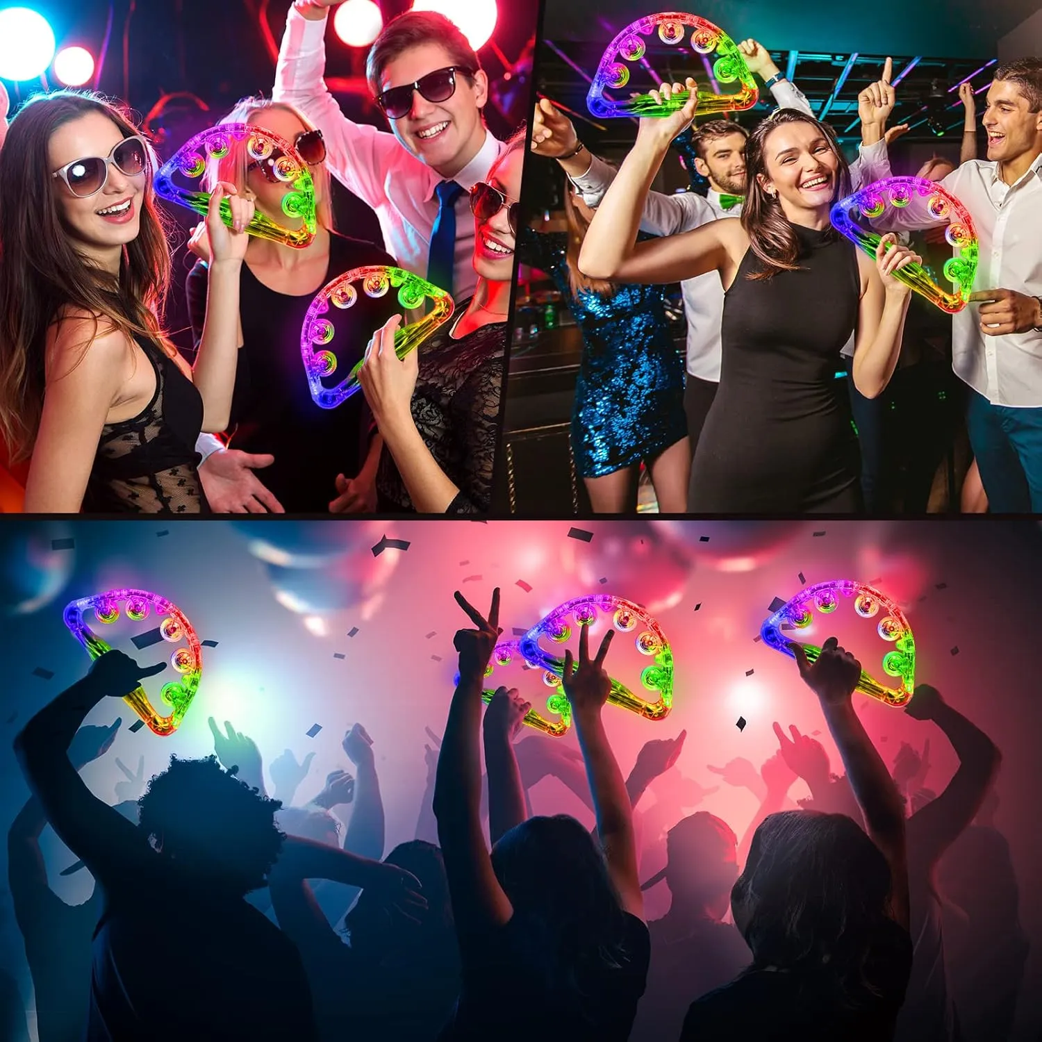 Aywewii LED Tambourine, Light Up Toys Handheld Musical Flashing Tamborine Autism Toys Party Supplies for Birthday Anniversaries Gifts for Kids Adults Teens