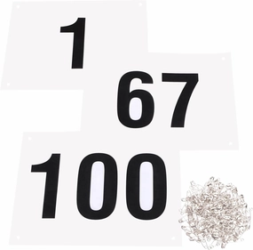 Azarxis Running Bib Competitor Numbers with Safety Pins, Tyvek Tearproof Waterproof 4"x7" / 6"x7.5" for Marathon Races Events