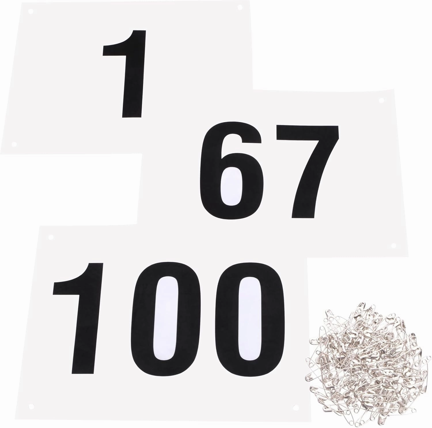 Azarxis Running Bib Competitor Numbers with Safety Pins, Tyvek Tearproof Waterproof 4"x7" / 6"x7.5" for Marathon Races Events