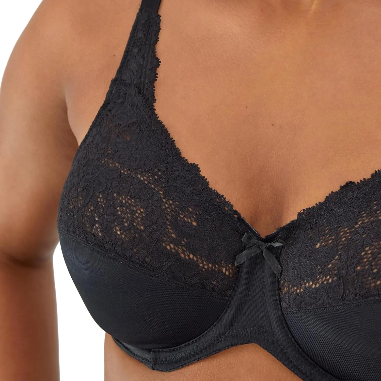 Bali Women's Lilyette Minimizer Underwire Lace Trim, Microfiber Full Coverage Bra