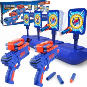 BAODLON Digital Shooting Targets with Foam Dart Toy Gun, Electronic Scoring Auto Reset 4 Targets, Shooting Game Toys Gifts for Age of 5, 6, 7, 8, 9, 10  Years Old Kids, Boys, Compatible with 2 Toy Gun