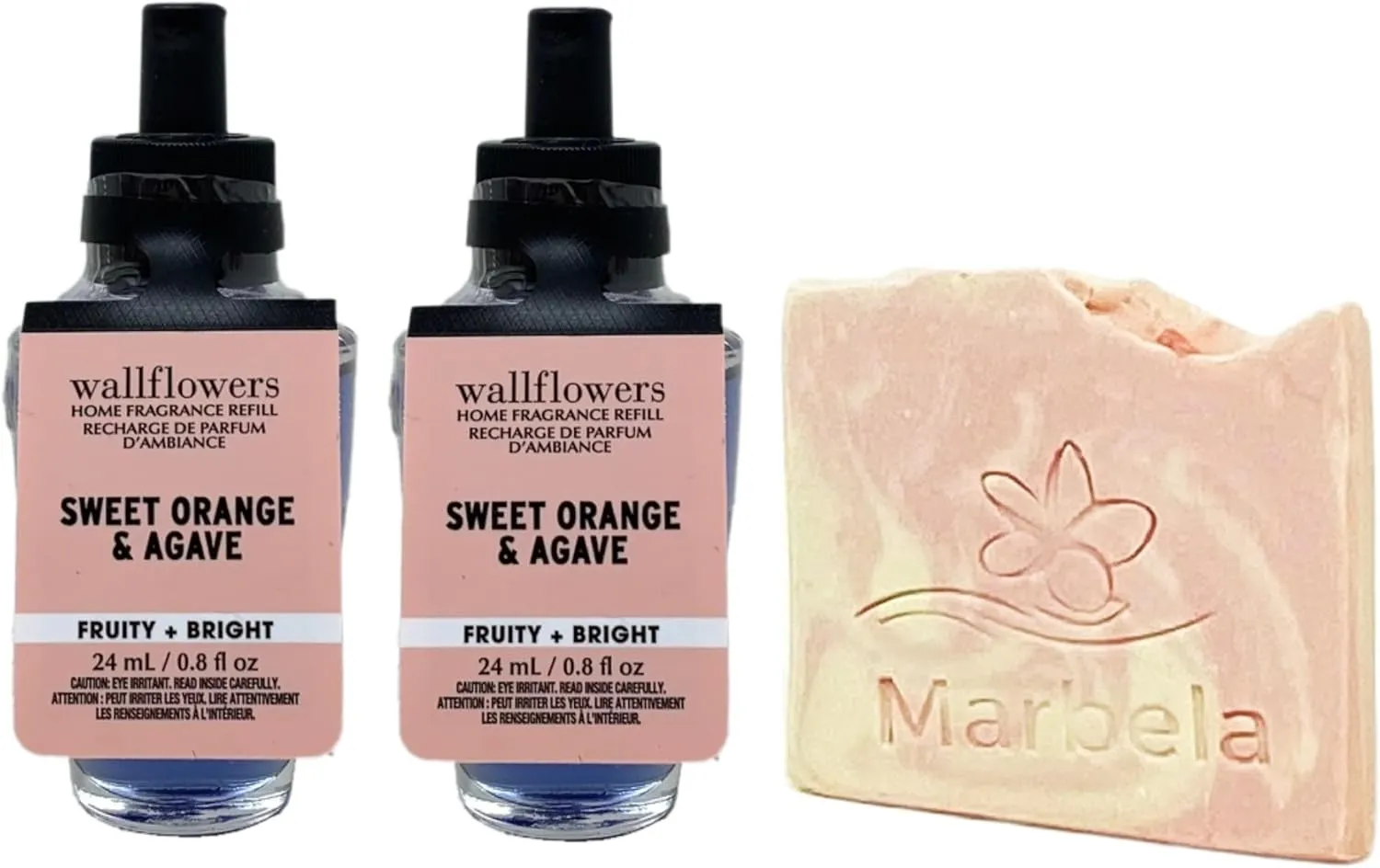 Bath & Body Works Sweet Orange & Agave 2 Pack Wallflowers Home Fragrance Refill Set with a Himalayan Salts Springs Sample Soap