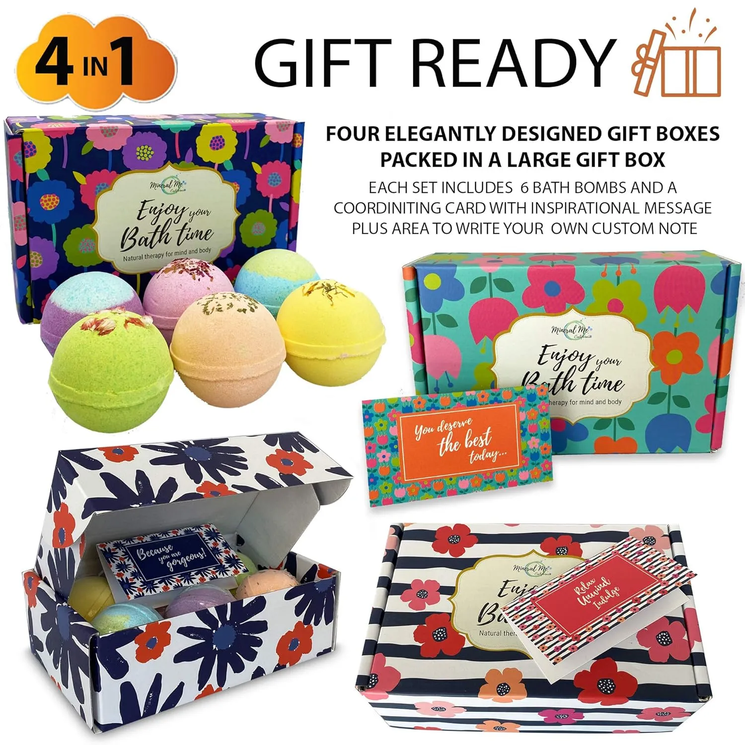 Bath Bombs for Women Gift Set - 24 Natural and Organic Bath Bombs with Essential Oils & Moisturizing Shea Butter, Spa Birthday Gift, Selfcare Gifts for Her, Women, Teen Girls, Kids, Bridesmaid Gift