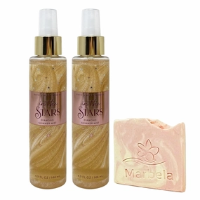 Bath & Body Works In The Stars 2 Pack Diamond Shimmer Mist Set with a Himalayan Salts Springs Sample Soap