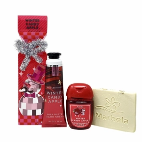 Bath & Body Works Winter Candy Apple Mini Hand Care Gift Bag Set - Hand Cream and Hand Gel - with a Natural Oats Sample Soap