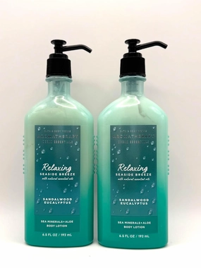 Bath and Body Work Aromatherapy Seaside Breeze Body Lotion with Sandalwood Eucalyptus, Sea Minerals and Aloe, 6.5 FL OZ, 2-Pack